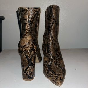 faux snake print booties / ankle boots
